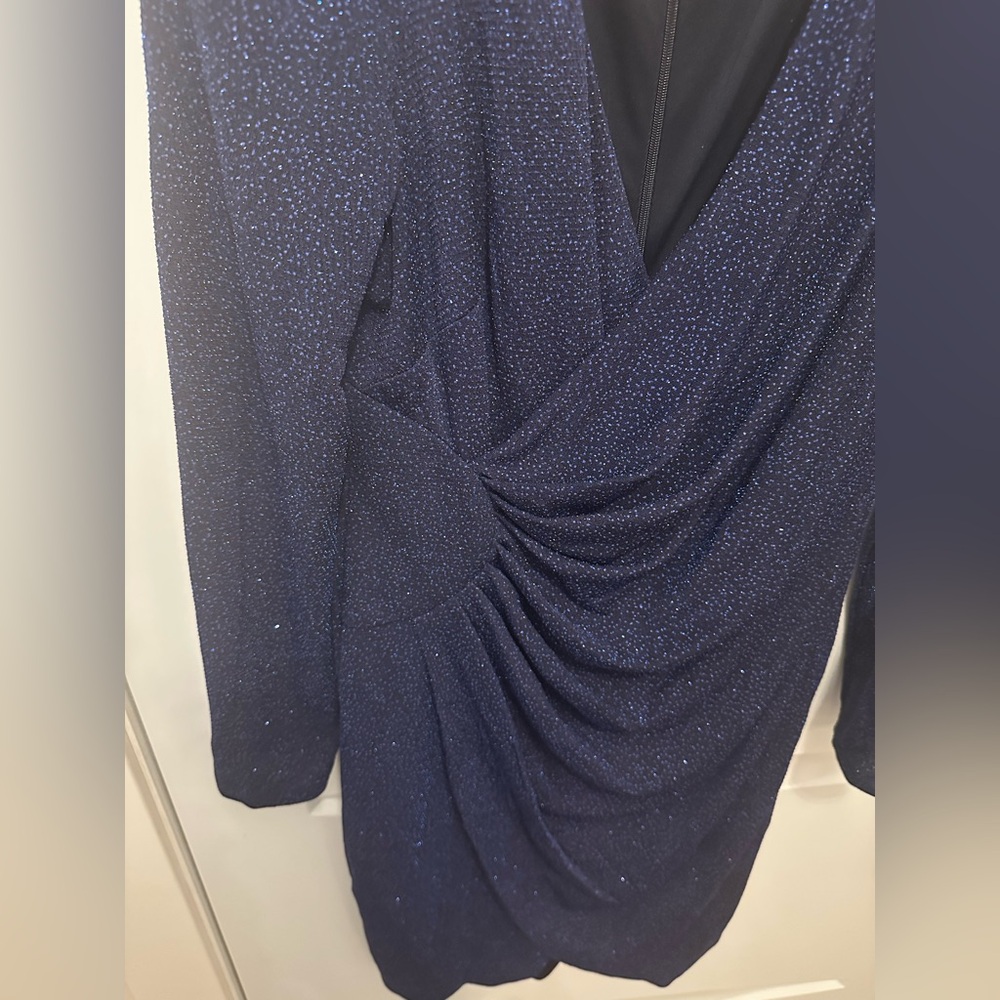 Navy blue Glitter Wrap Dress - Picture 10 of 14